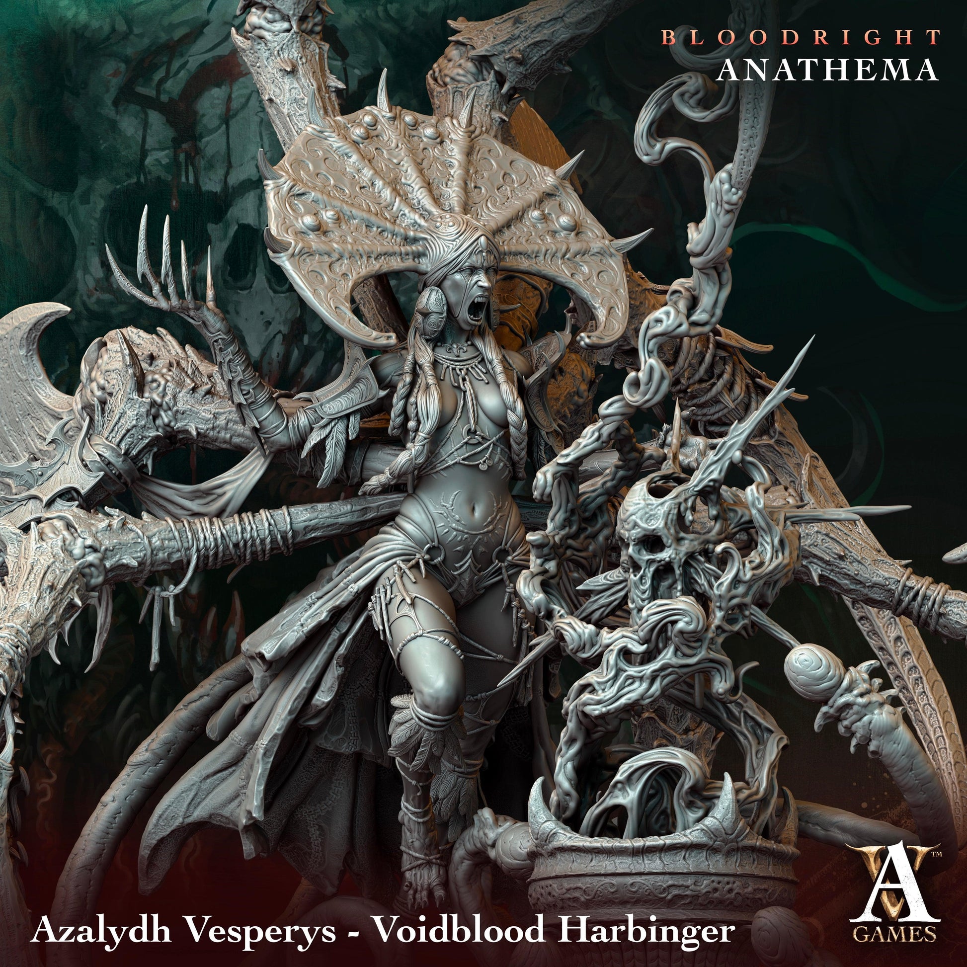 3D Printed Archvillain Games Azalydh Vesperys - Voidblood Harbinger Bloodright - Anathema 28 32mm D&D - 3D Printing Boss 
