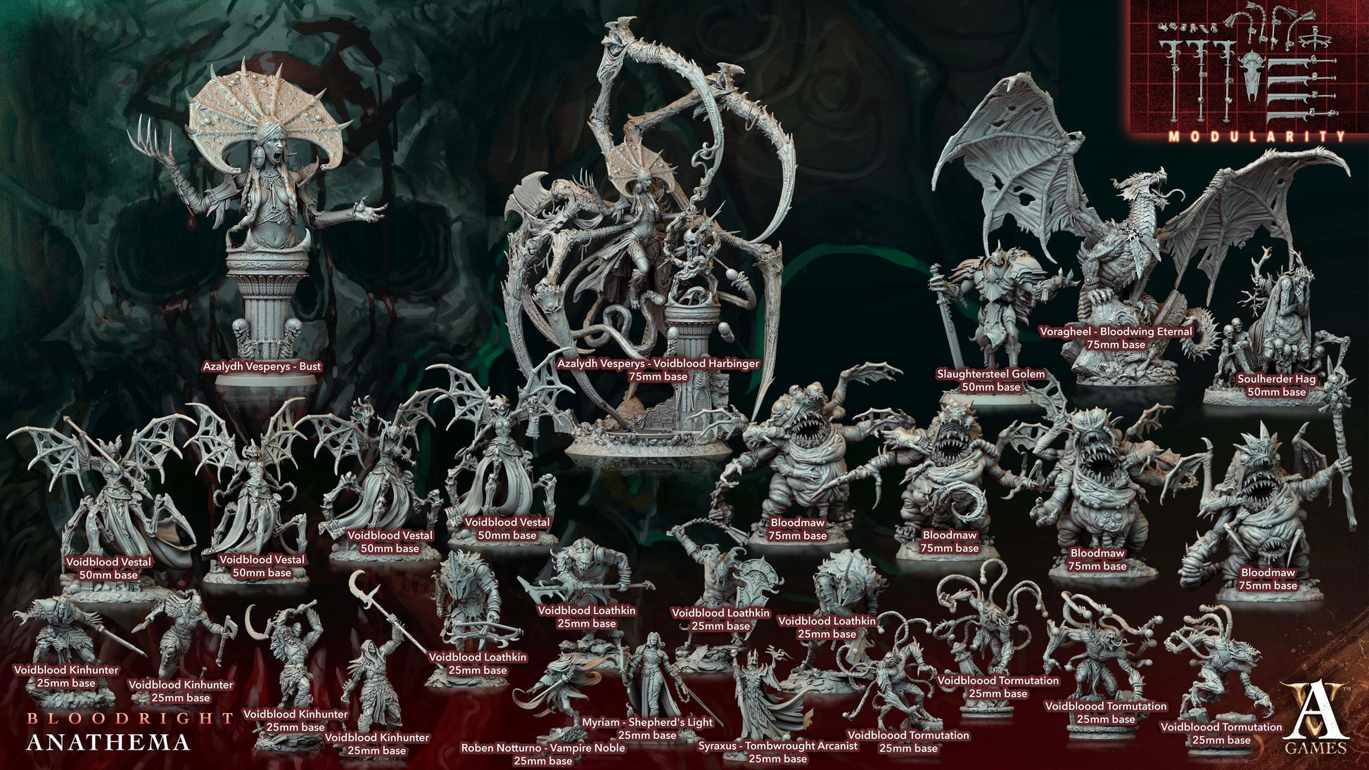 3D Printed Archvillain Games Azalydh Vesperys - Voidblood Harbinger Bloodright - Anathema 28 32mm D&D - 3D Printing Boss 