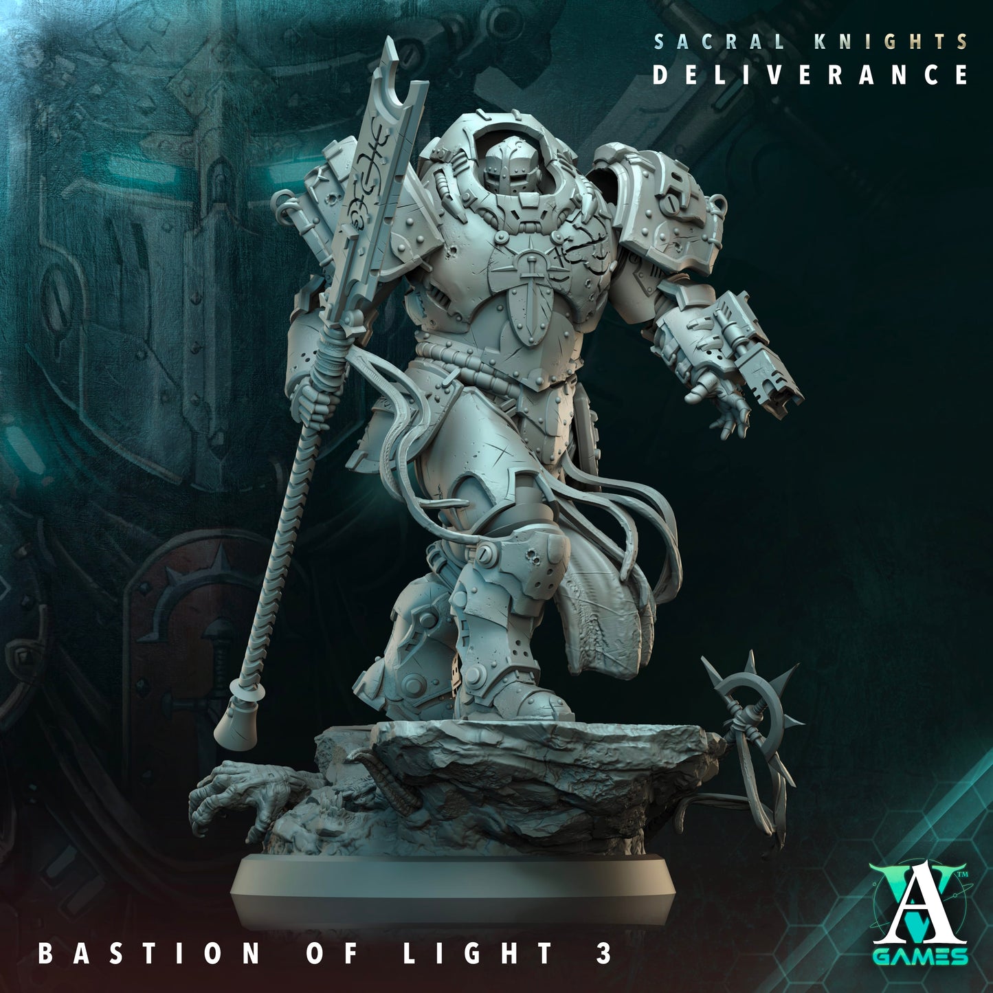 3D Printed Archvillain Games Bastion of Light Sacral Knights Deliverance 28 32mm D&D - 3D Printing Boss 