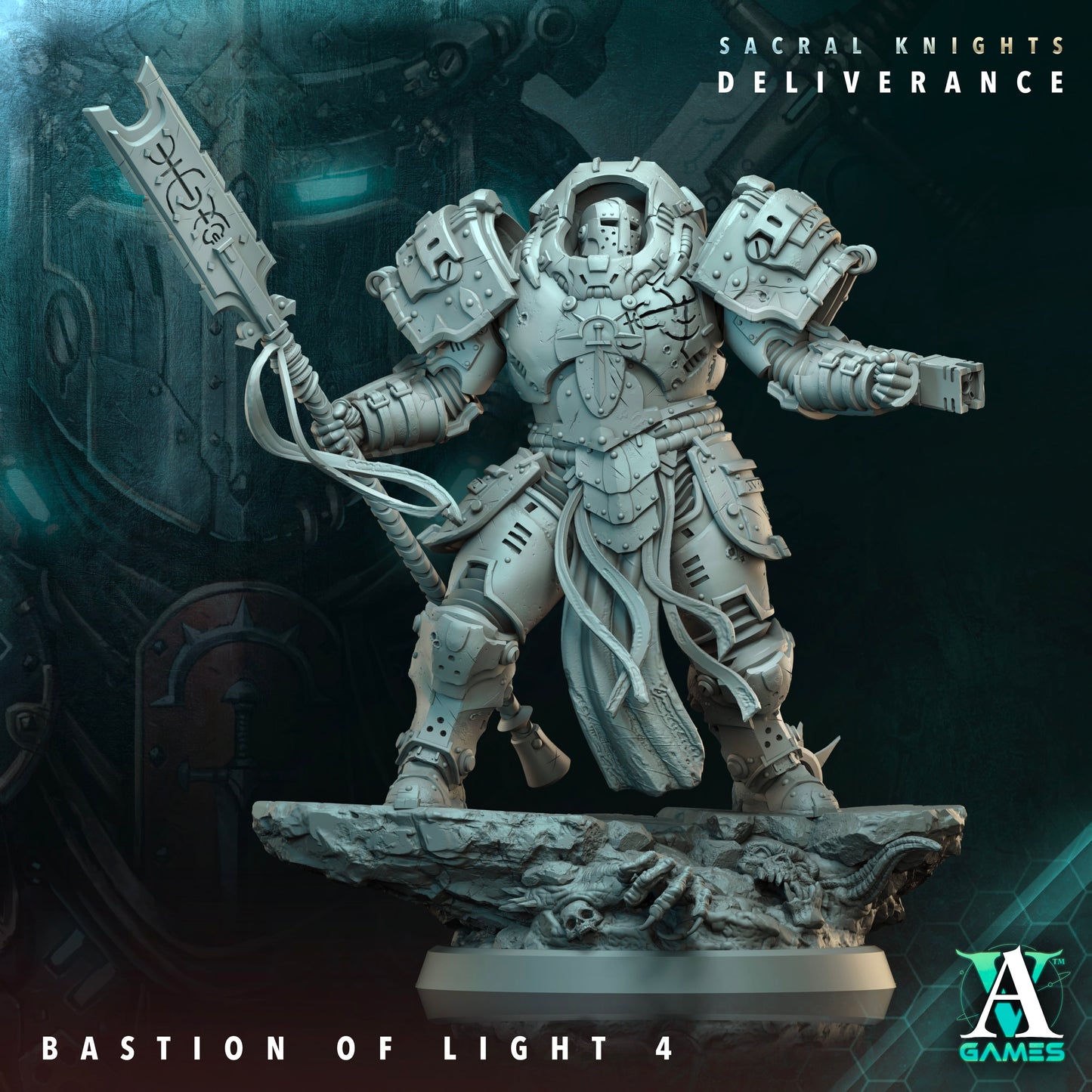 3D Printed Archvillain Games Bastion of Light Sacral Knights Deliverance 28 32mm D&D - 3D Printing Boss 