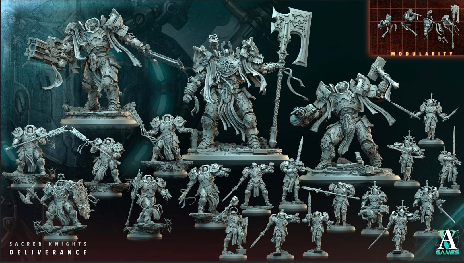 3D Printed Archvillain Games Bastion of Light Sacral Knights Deliverance 28 32mm D&D - 3D Printing Boss 