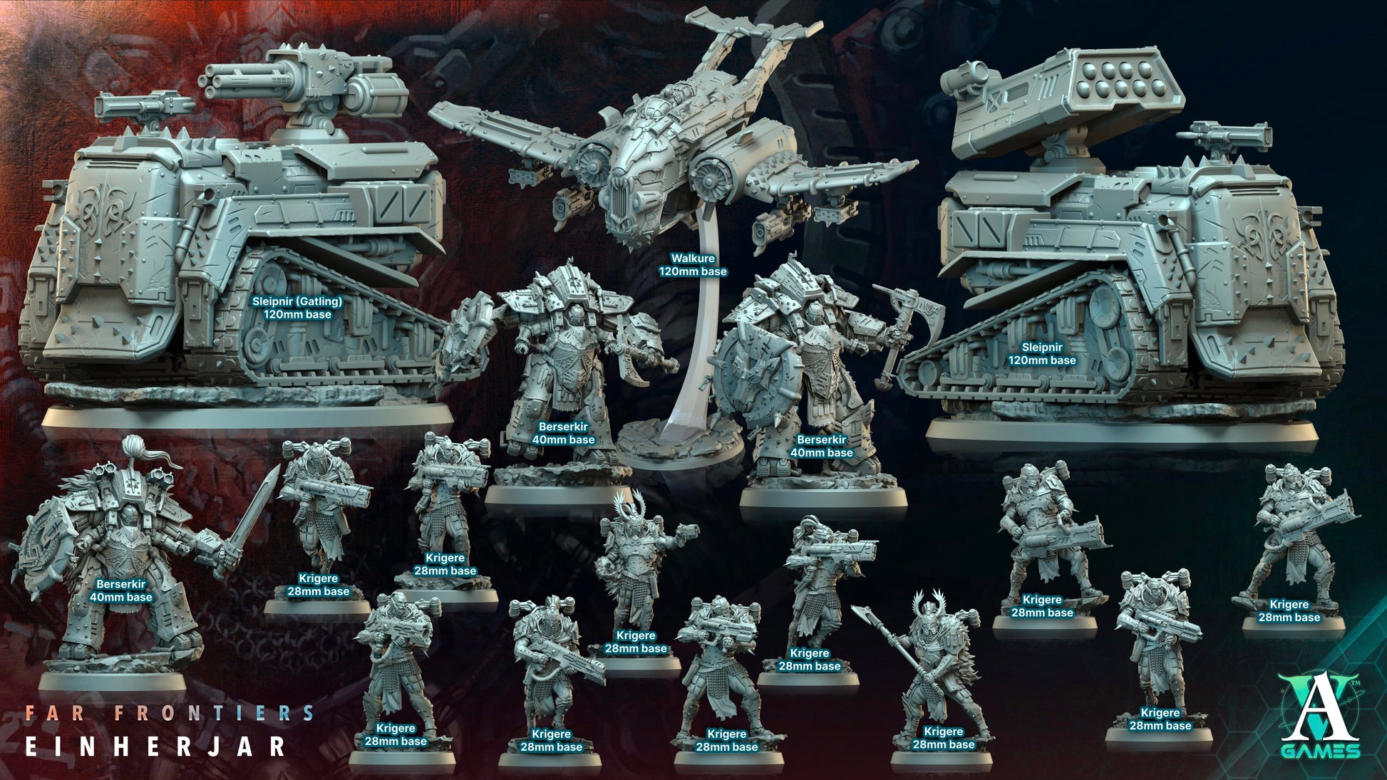 3D Printed Archvillain Games Walkure Far Frontiers Einherjar 28 32mm D&D - 3D Printing Boss 