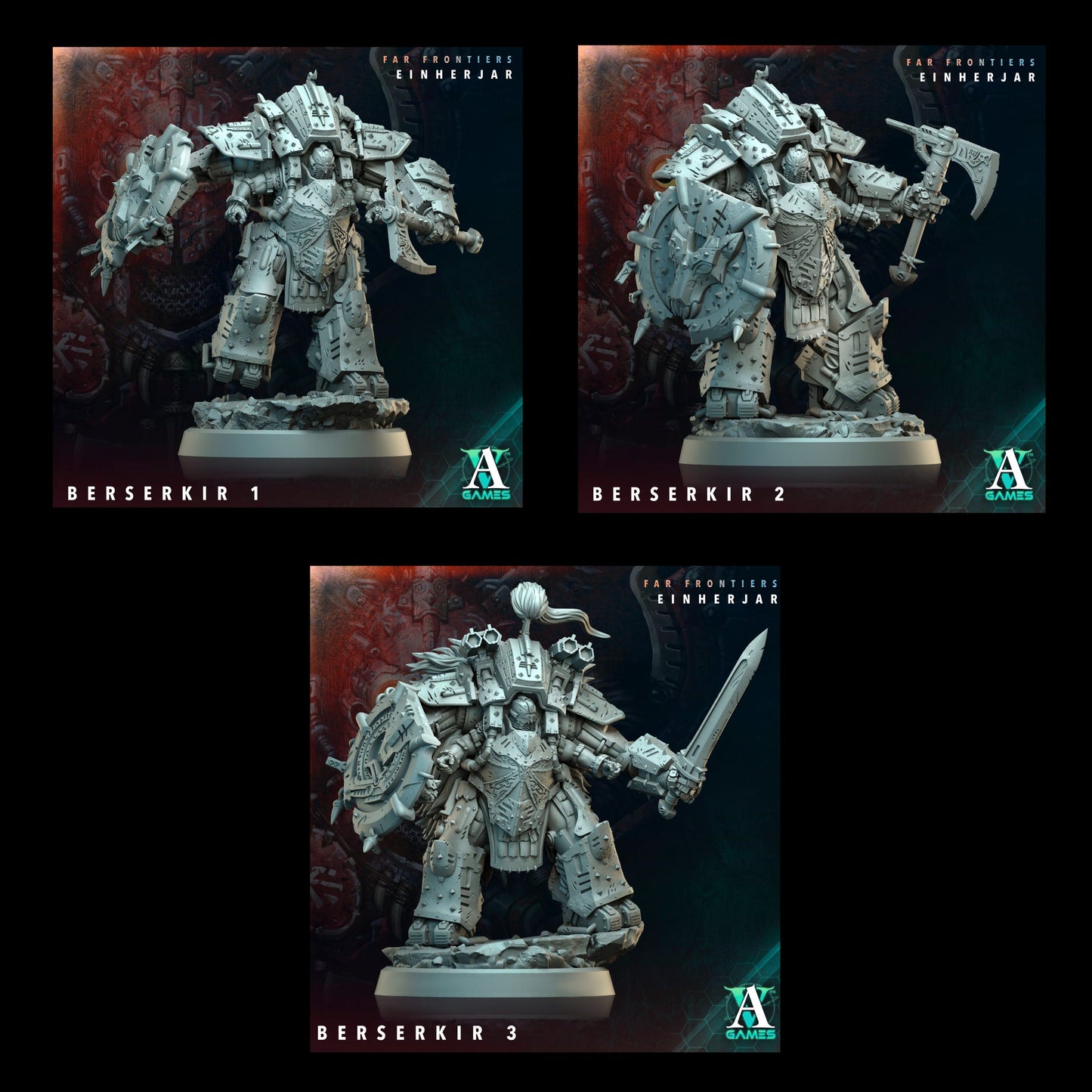 3D Printed Archvillain Games Berserkir Far Frontiers Einherjar 28 32mm D&D - 3D Printing Boss 