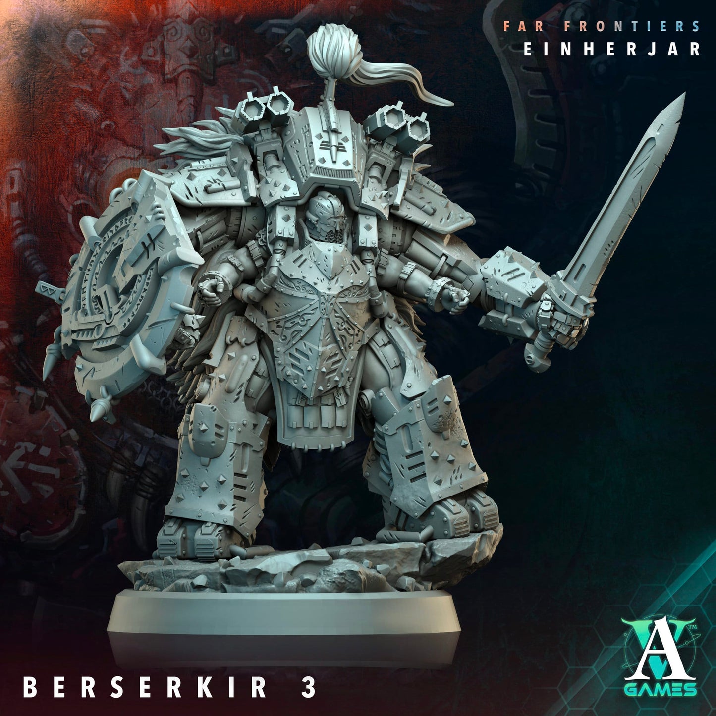 3D Printed Archvillain Games Berserkir Far Frontiers Einherjar 28 32mm D&D - 3D Printing Boss 