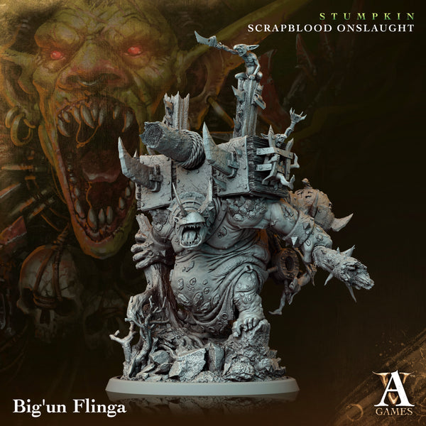 3D Printed Archvillain Games Big un Flinga Stumpkin Scrapblood Onslaught 28 32mm D&D - 3D Printing Boss 