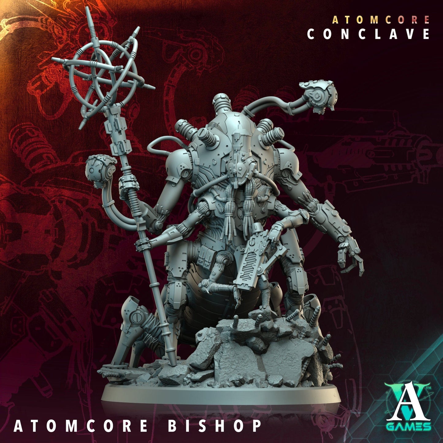 3D Printed Archvillain Games Bishop of the Atomcore Atomcore Conclave 28 32mm D&D - 3D Printing Boss 