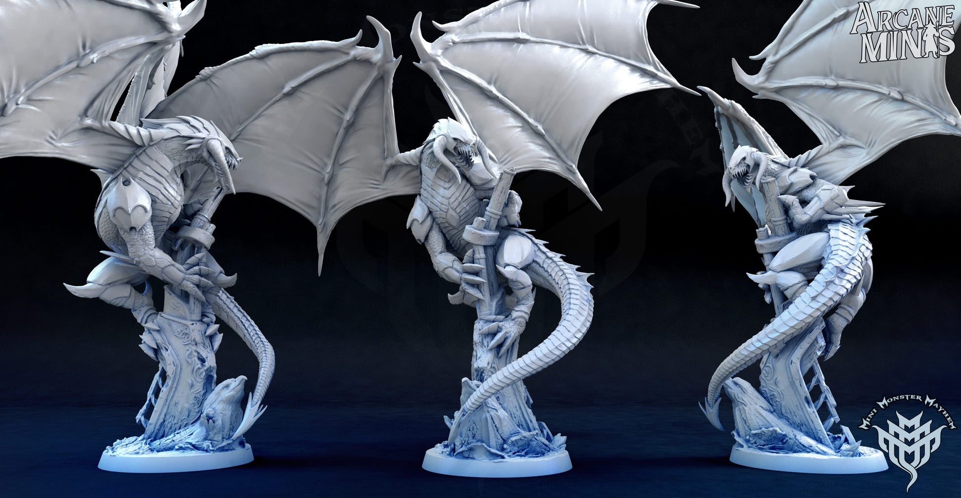 3D Printed Archvillain Games Black Arcane Dragon Frozen Wasteland 28 32mm D&D - 3D Printing Boss 