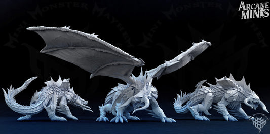 3D Printed Archvillain Games Black Arcane Dragon Metal Plating Frozen Wasteland 28 32mm D&D - 3D Printing Boss 