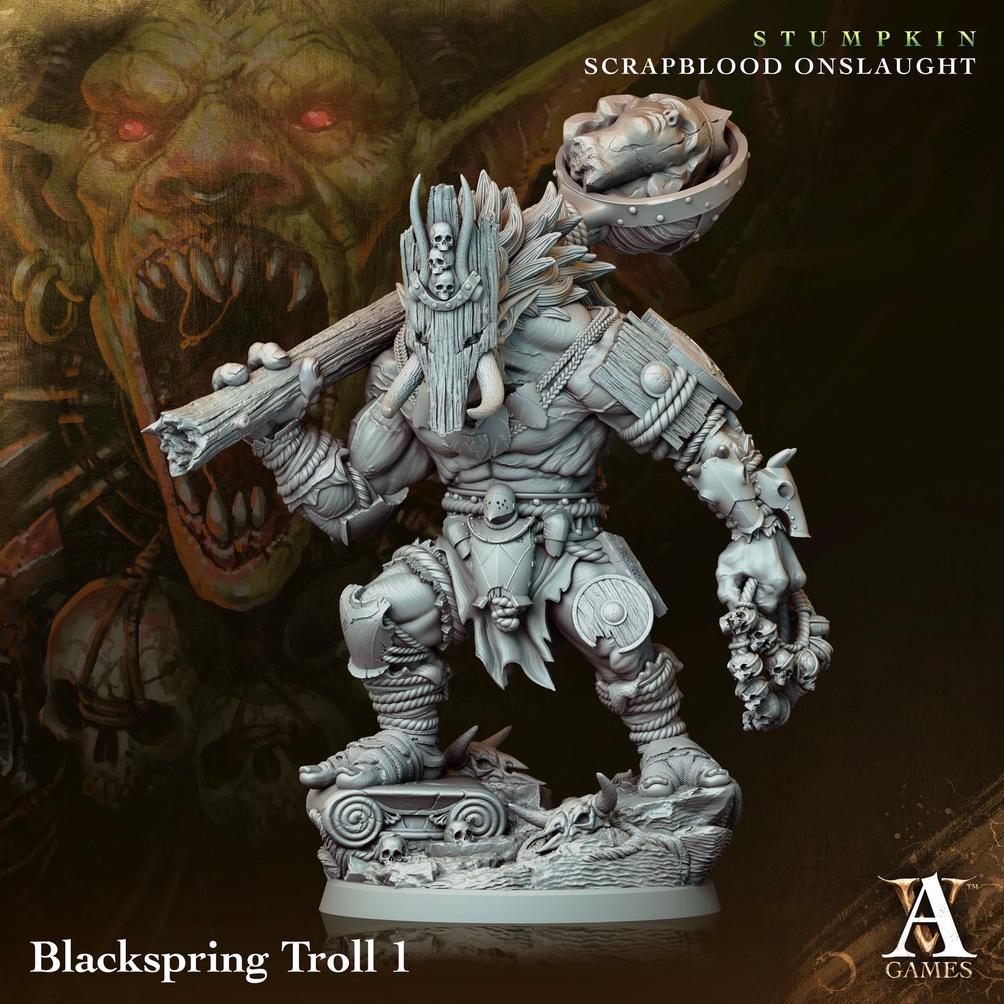 3D Printed Archvillain Games Blackspring Troll Stumpkin Scrapblood Onslaught 28 32mm D&D - 3D Printing Boss 