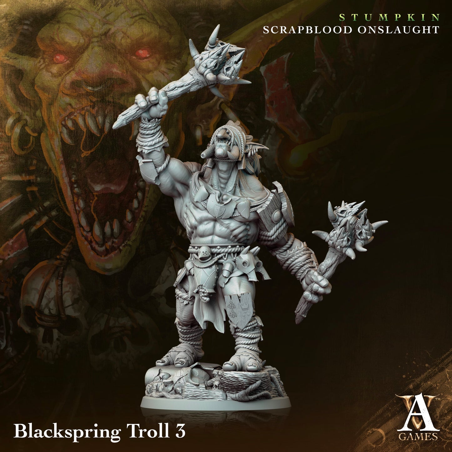 3D Printed Archvillain Games Blackspring Troll Stumpkin Scrapblood Onslaught 28 32mm D&D - 3D Printing Boss 
