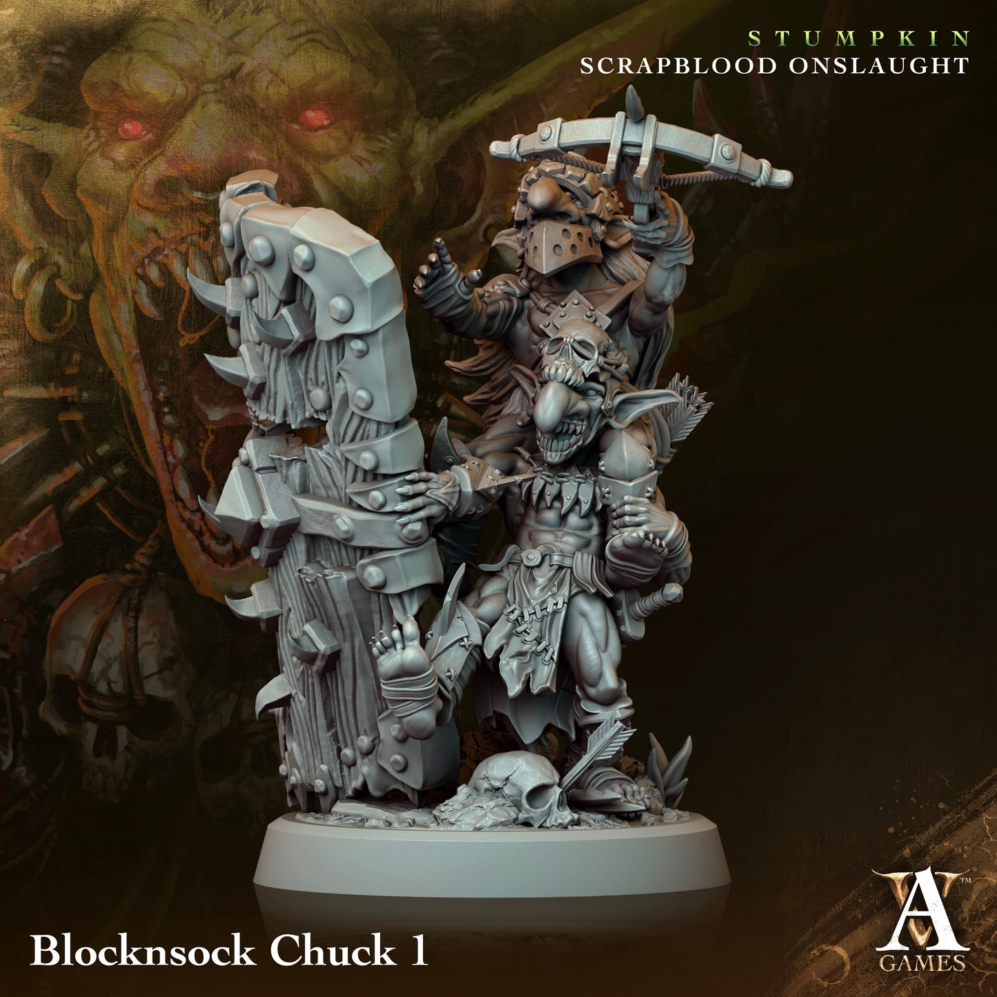 3D Printed Archvillain Games Blocknsock Chucks Stumpkin Scrapblood Onslaught 28 32mm D&D - 3D Printing Boss 