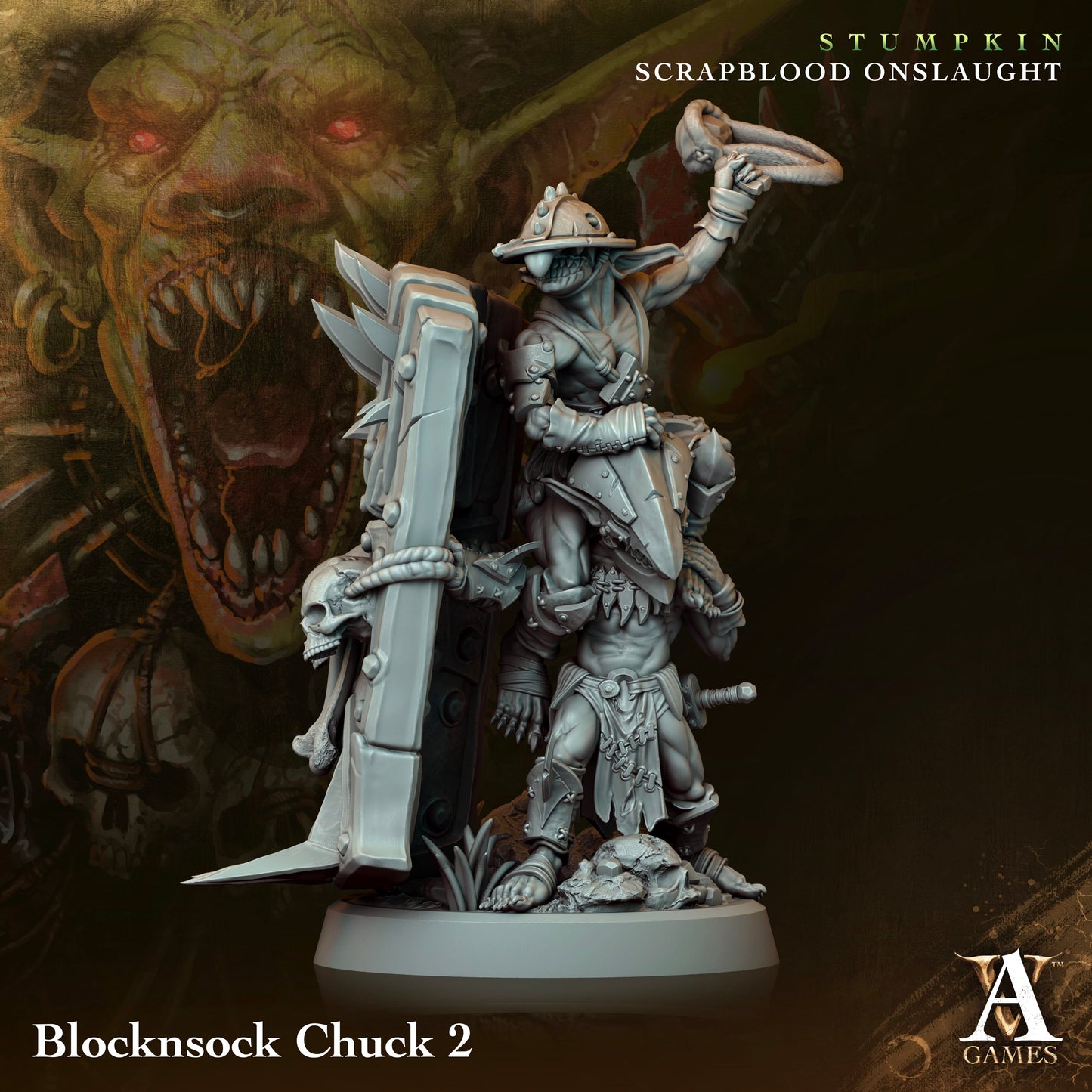 3D Printed Archvillain Games Blocknsock Chucks Stumpkin Scrapblood Onslaught 28 32mm D&D - 3D Printing Boss 