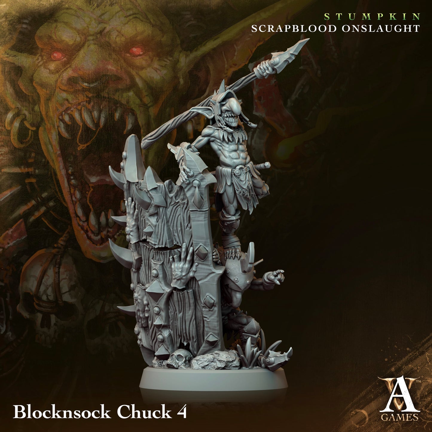 3D Printed Archvillain Games Blocknsock Chucks Stumpkin Scrapblood Onslaught 28 32mm D&D - 3D Printing Boss 