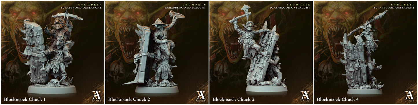 3D Printed Archvillain Games Blocknsock Chucks Stumpkin Scrapblood Onslaught 28 32mm D&D - 3D Printing Boss 