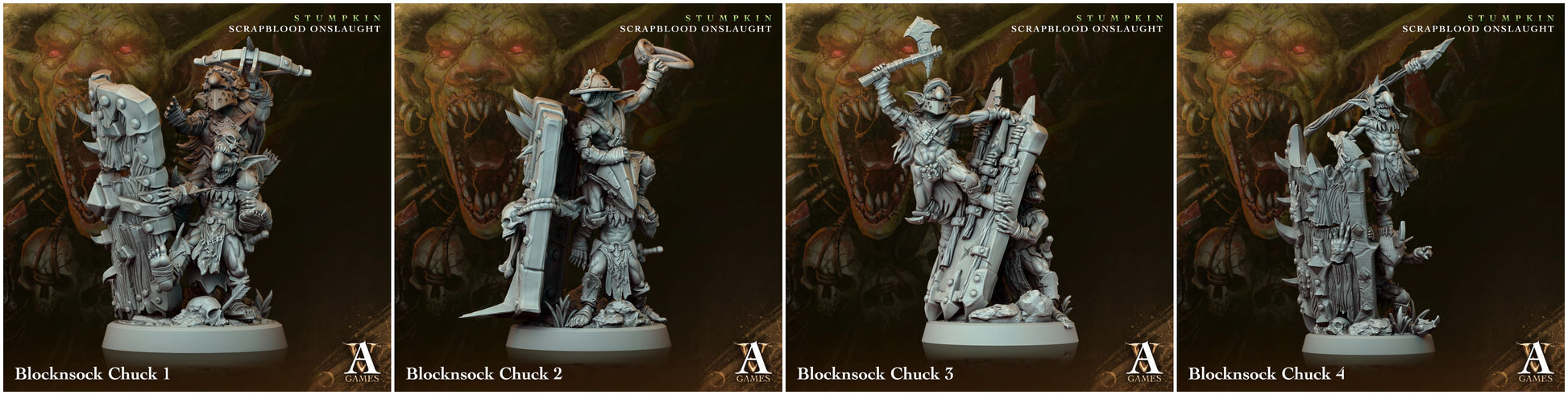3D Printed Archvillain Games Blocknsock Chucks Stumpkin Scrapblood Onslaught 28 32mm D&D - 3D Printing Boss 