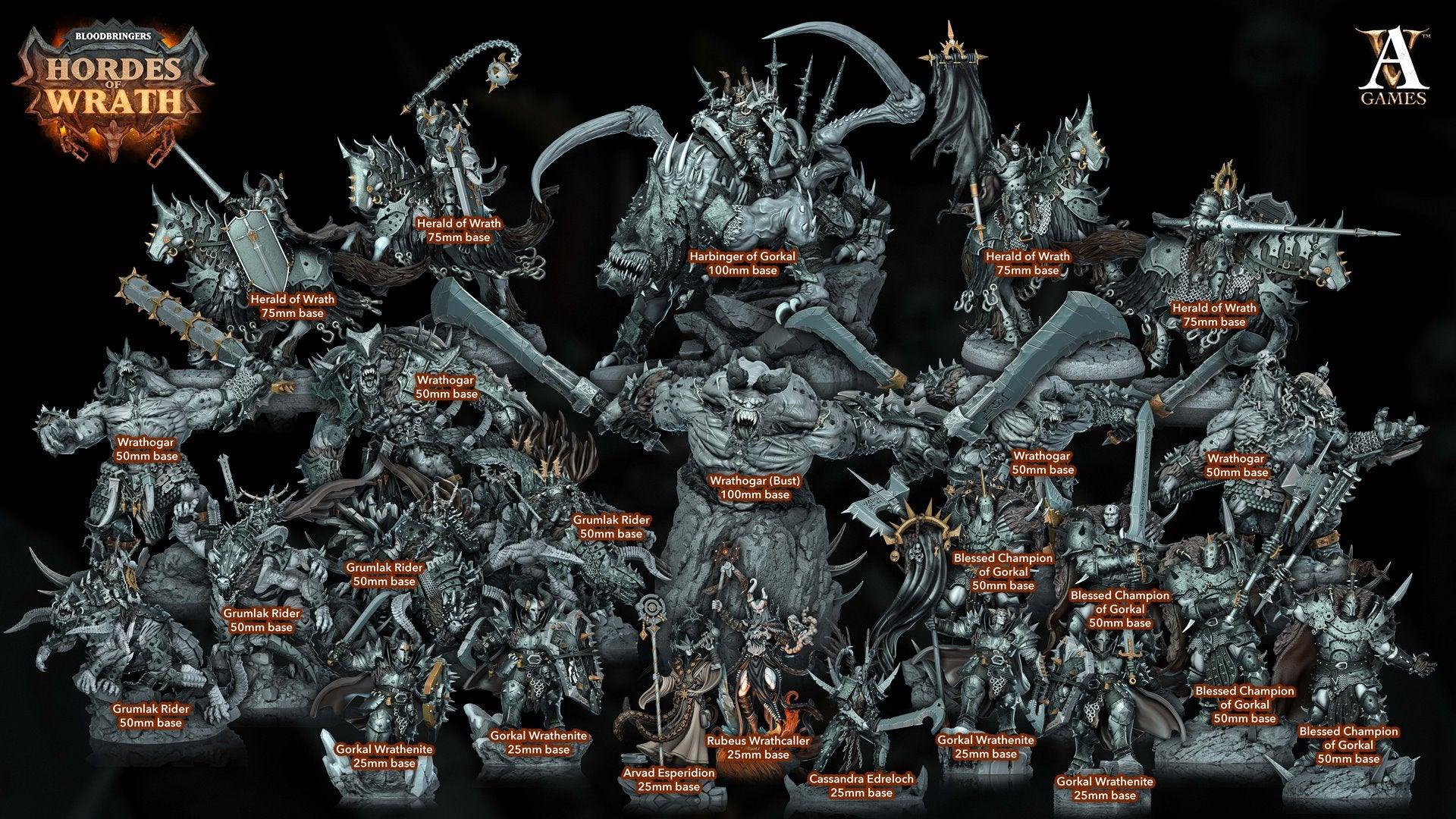 3D Printed Archvillain Games Bloodbringers - Hordes of Wrath Gorkal Wrathenites 28 32mm D&D - 3D Printing Boss 