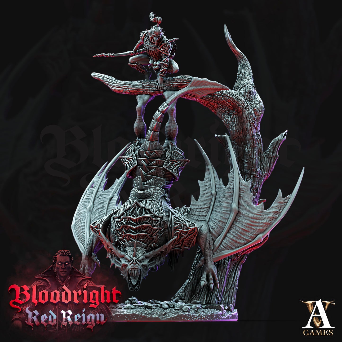 3D Printed Archvillain Games Bloodright Red Reign - Dire Bat Riders 28mm 32mm D&D - 3D Printing Boss 