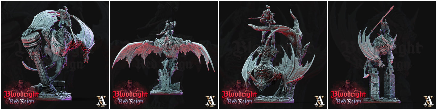 3D Printed Archvillain Games Bloodright Red Reign - Dire Bat Riders 28mm 32mm D&D - 3D Printing Boss 