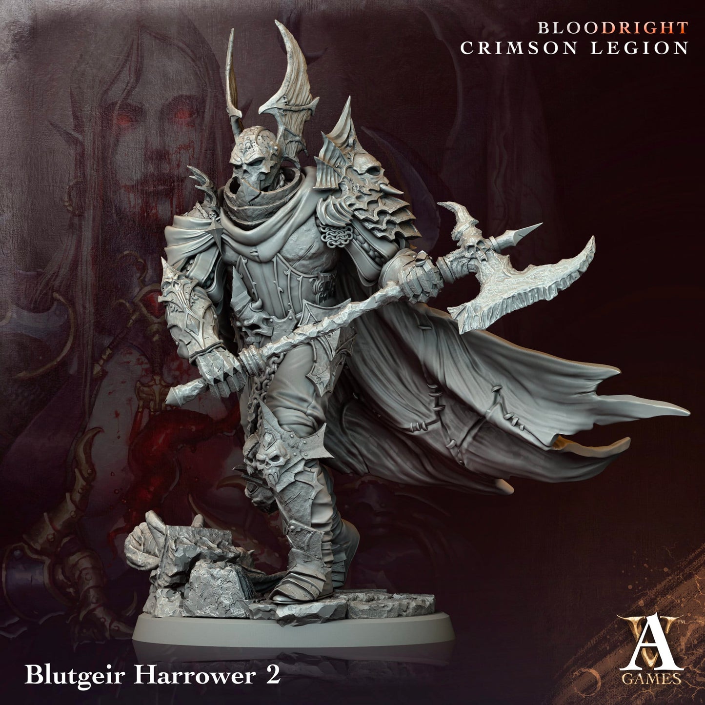 3D Printed Archvillain Games Blutgeir Harrower Bloodright - Crimson Legion 28 32mm D&D - 3D Printing Boss 