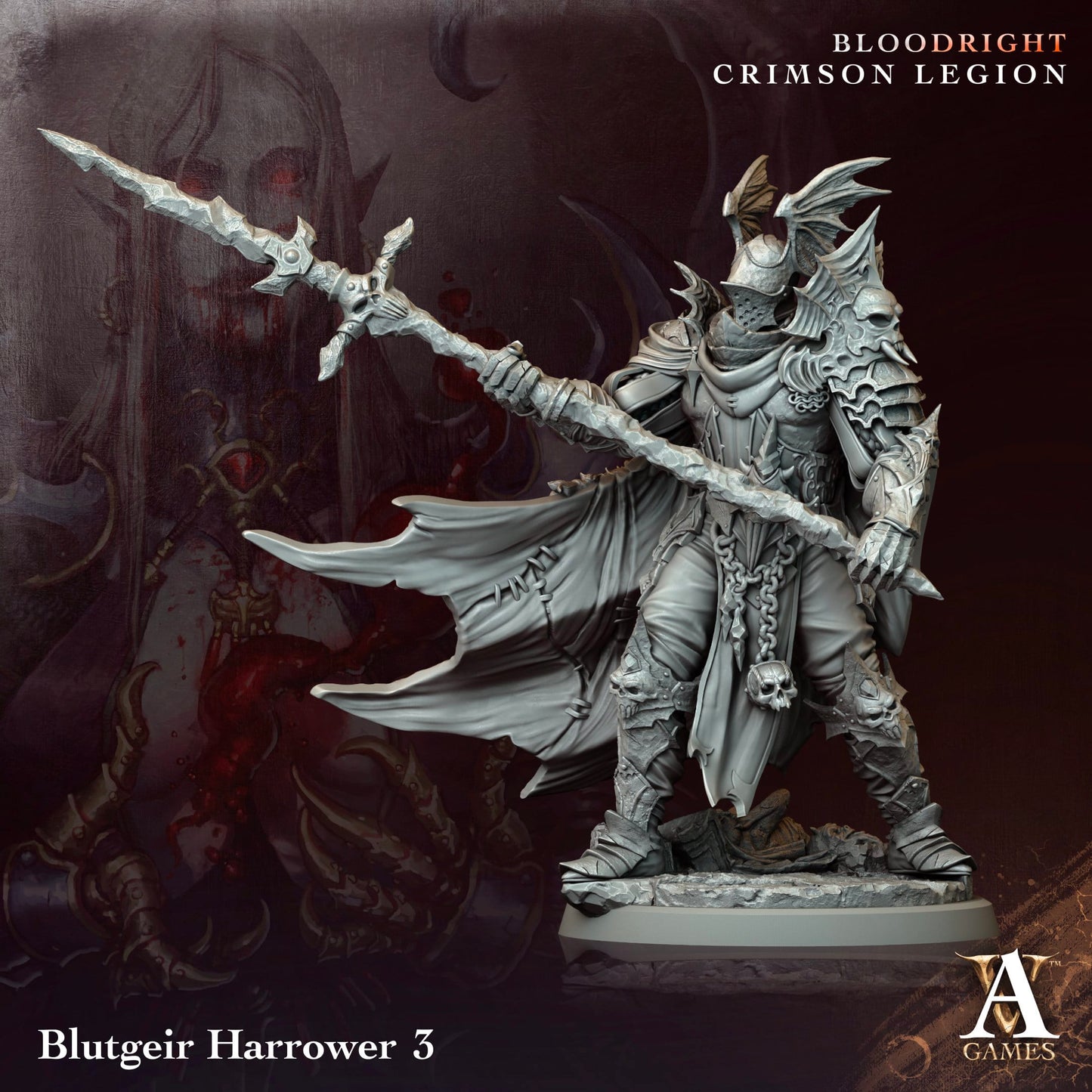 3D Printed Archvillain Games Blutgeir Harrower Bloodright - Crimson Legion 28 32mm D&D - 3D Printing Boss 