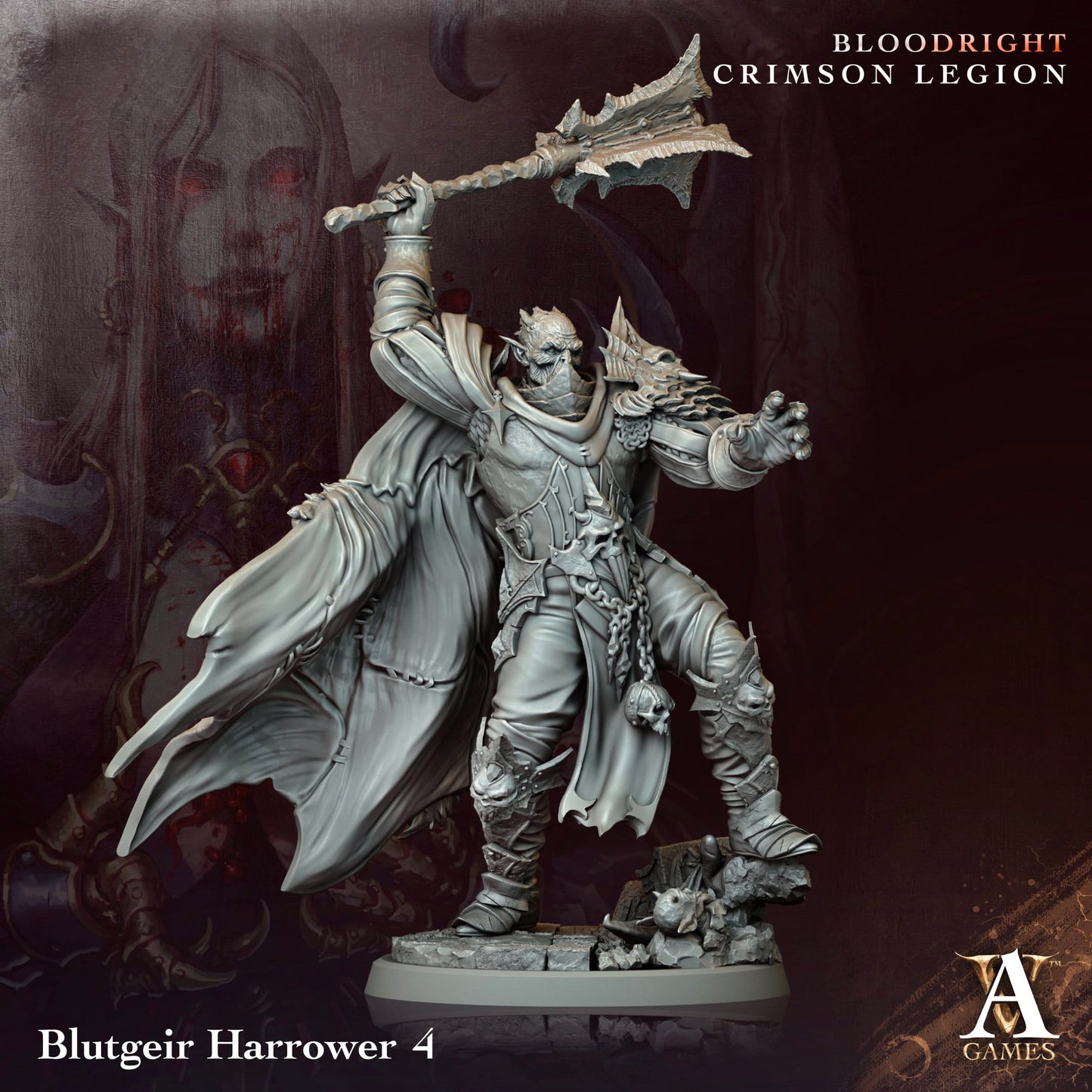 3D Printed Archvillain Games Blutgeir Harrower Bloodright - Crimson Legion 28 32mm D&D - 3D Printing Boss 