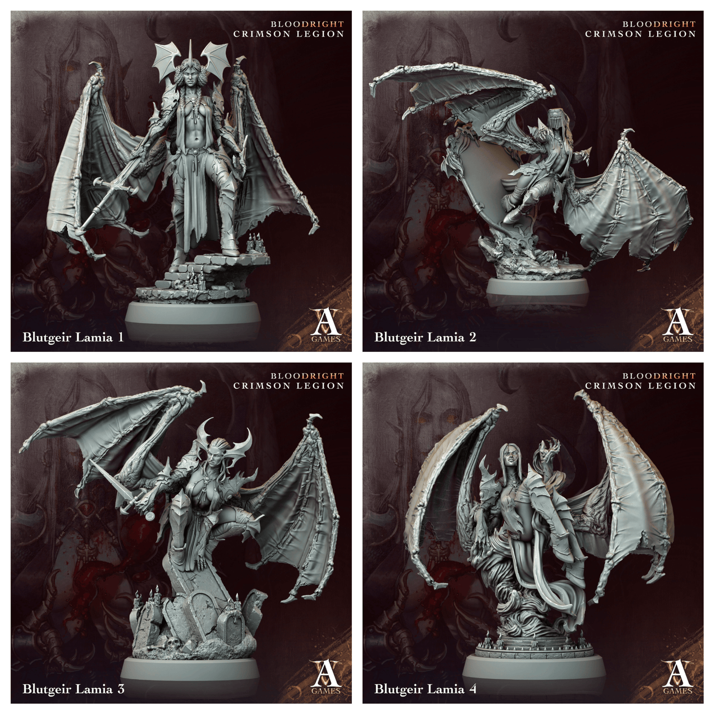 3D Printed Archvillain Games Blutgeir Lamia Bloodright - Crimson Legion 28 32mm D&D - 3D Printing Boss 