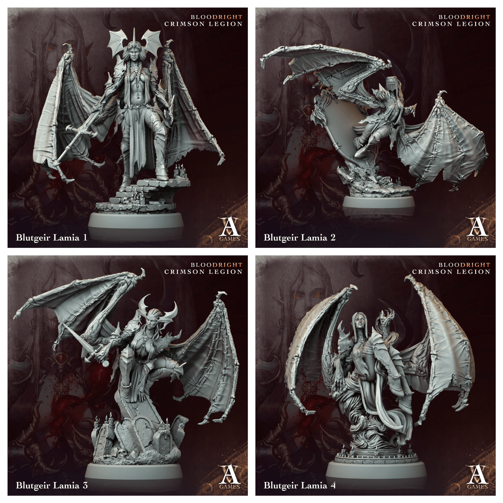 3D Printed Archvillain Games Blutgeir Lamia Bloodright - Crimson Legion 28 32mm D&D - 3D Printing Boss 