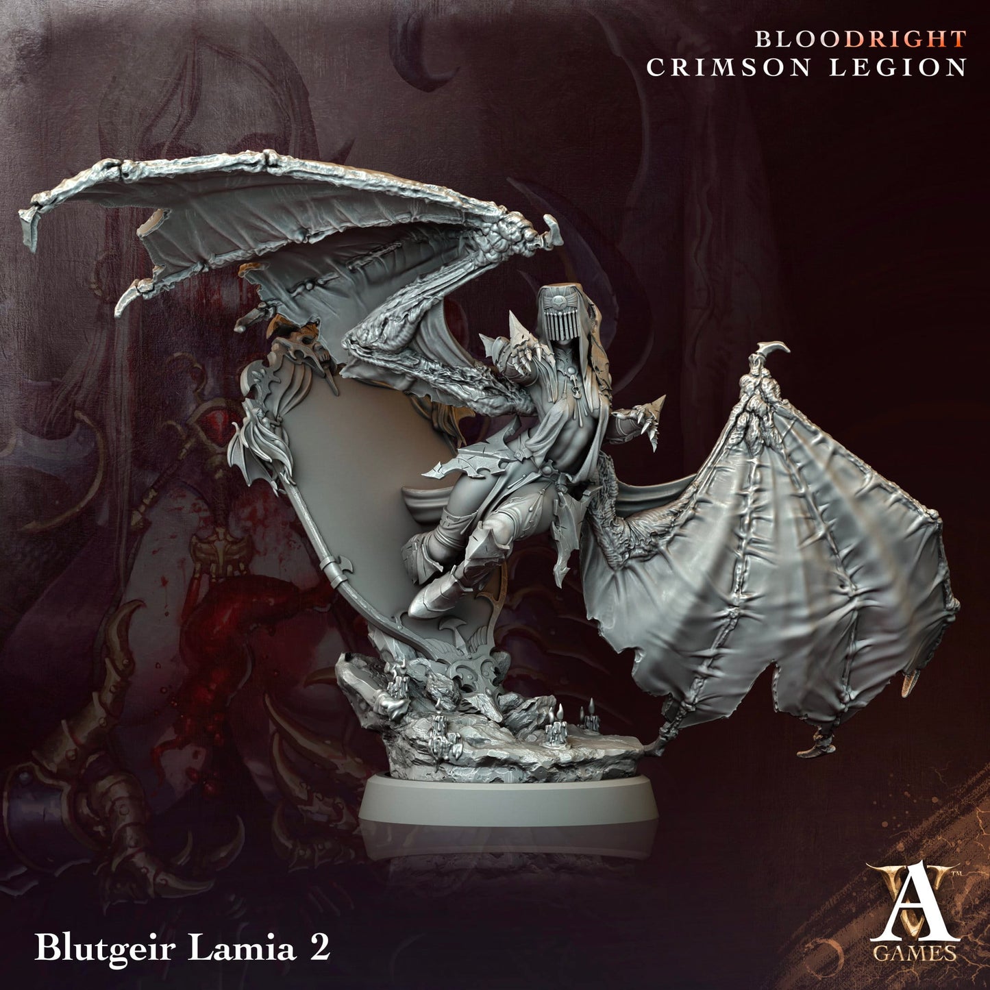 3D Printed Archvillain Games Blutgeir Lamia Bloodright - Crimson Legion 28 32mm D&D - 3D Printing Boss 