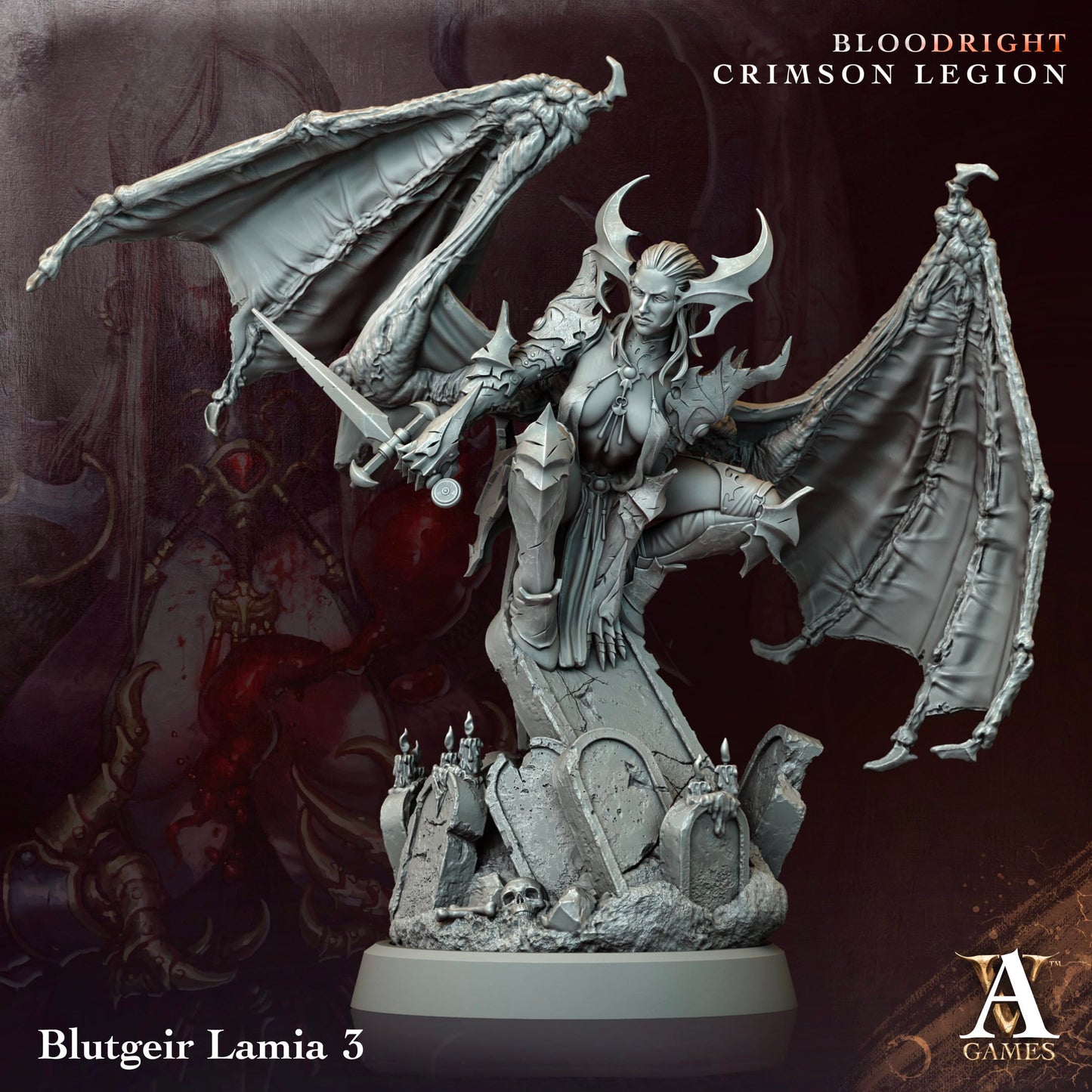 3D Printed Archvillain Games Blutgeir Lamia Bloodright - Crimson Legion 28 32mm D&D - 3D Printing Boss 