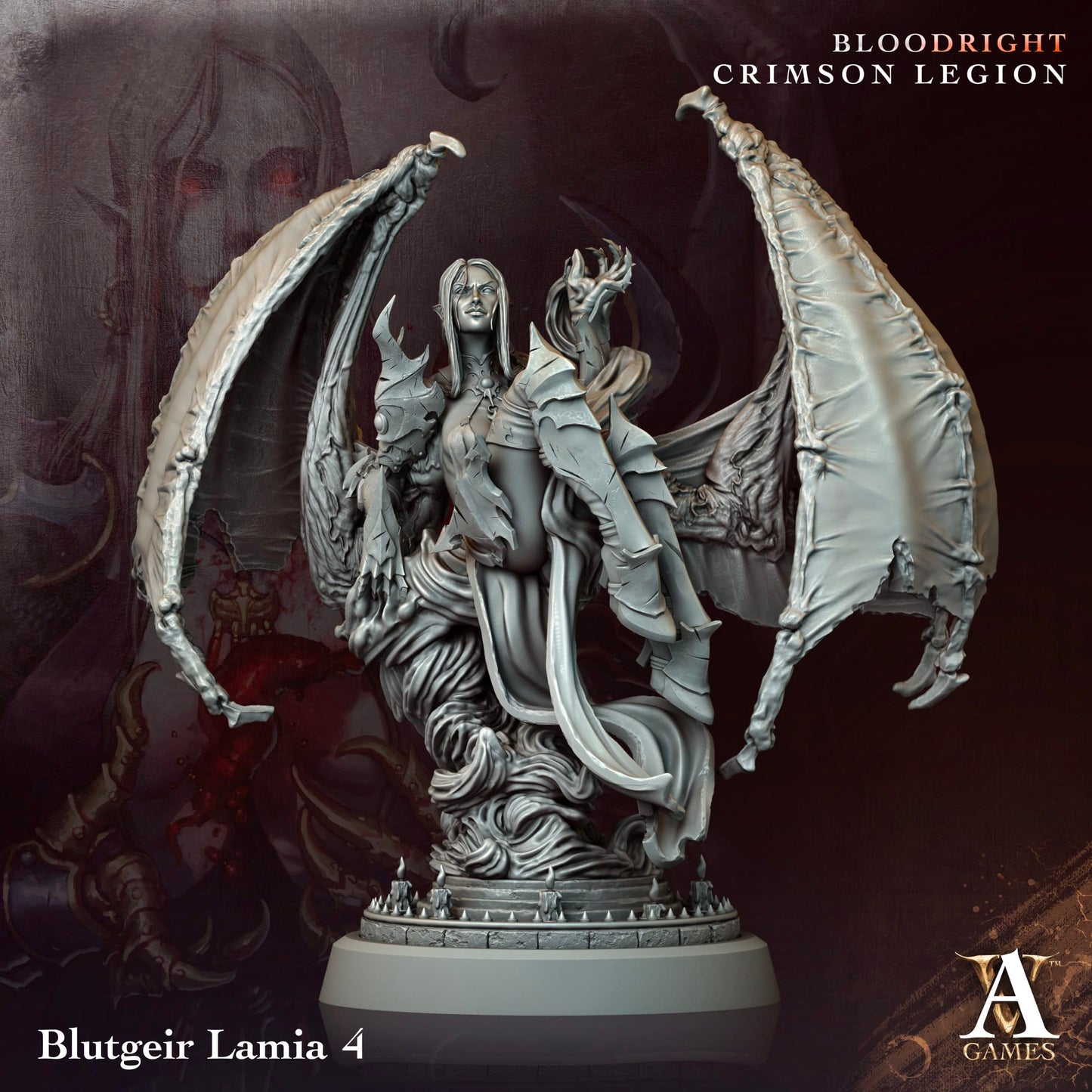 3D Printed Archvillain Games Blutgeir Lamia Bloodright - Crimson Legion 28 32mm D&D - 3D Printing Boss 