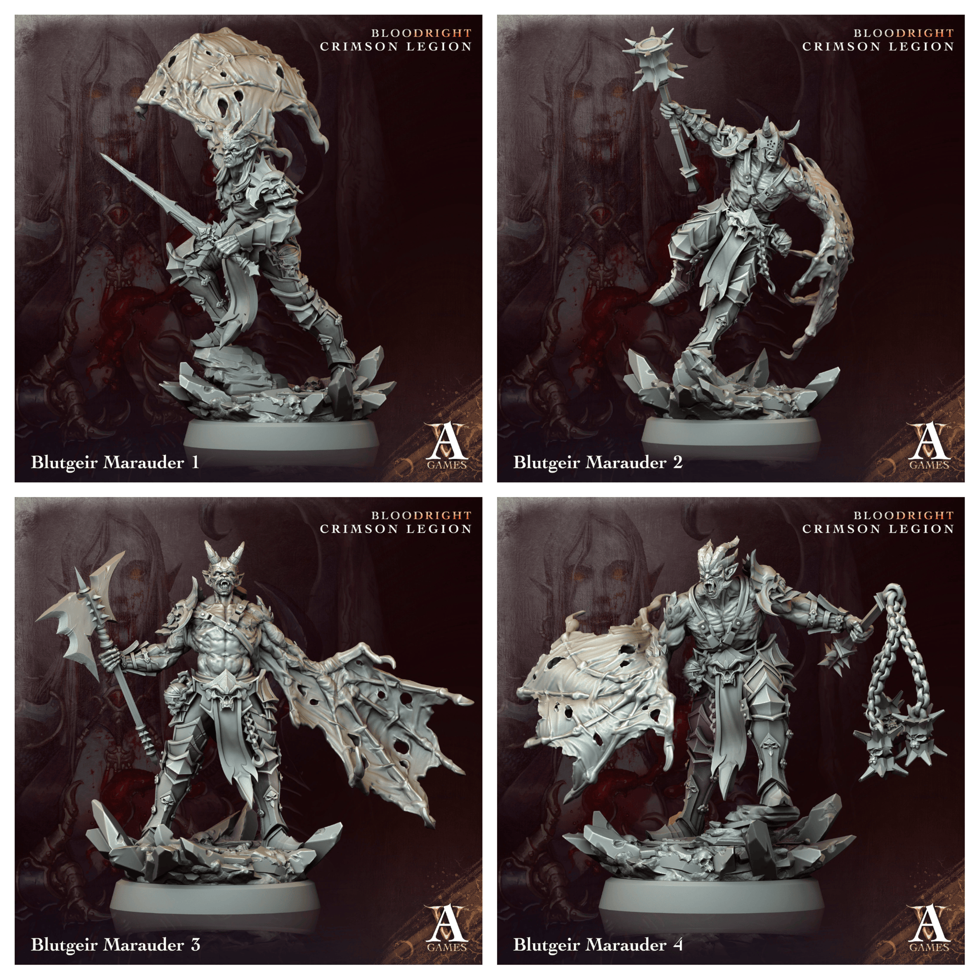 3D Printed Archvillain Games Blutgeir Marauder Bloodright - Crimson Legion 28 32mm D&D - 3D Printing Boss 