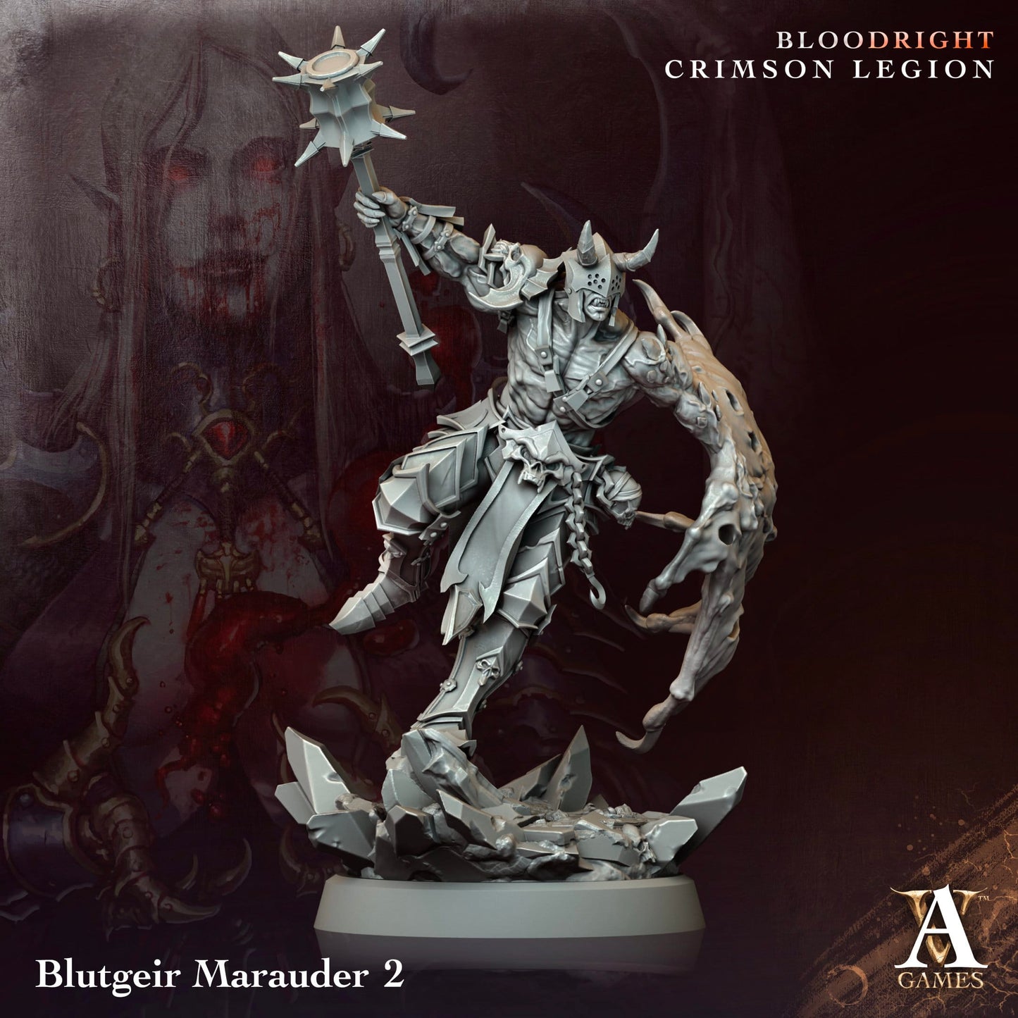 3D Printed Archvillain Games Blutgeir Marauder Bloodright - Crimson Legion 28 32mm D&D - 3D Printing Boss 
