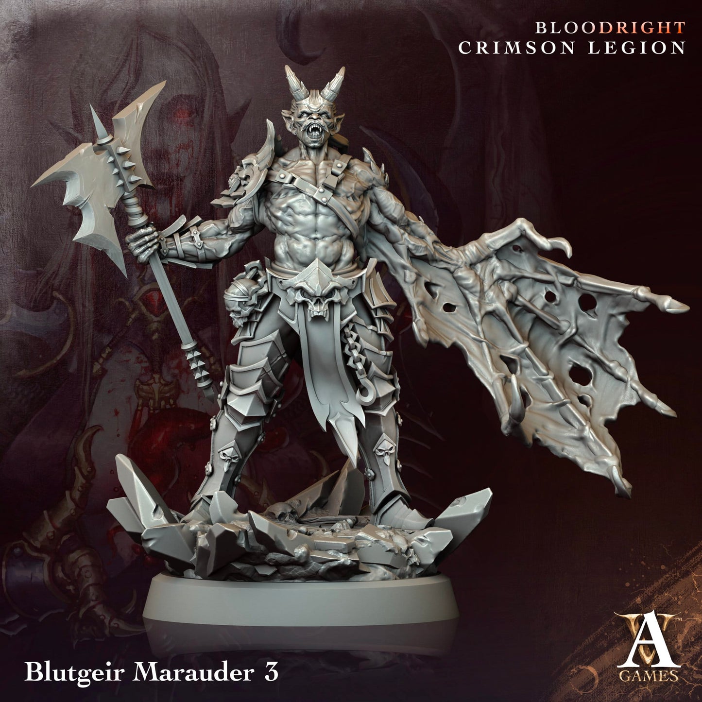 3D Printed Archvillain Games Blutgeir Marauder Bloodright - Crimson Legion 28 32mm D&D - 3D Printing Boss 