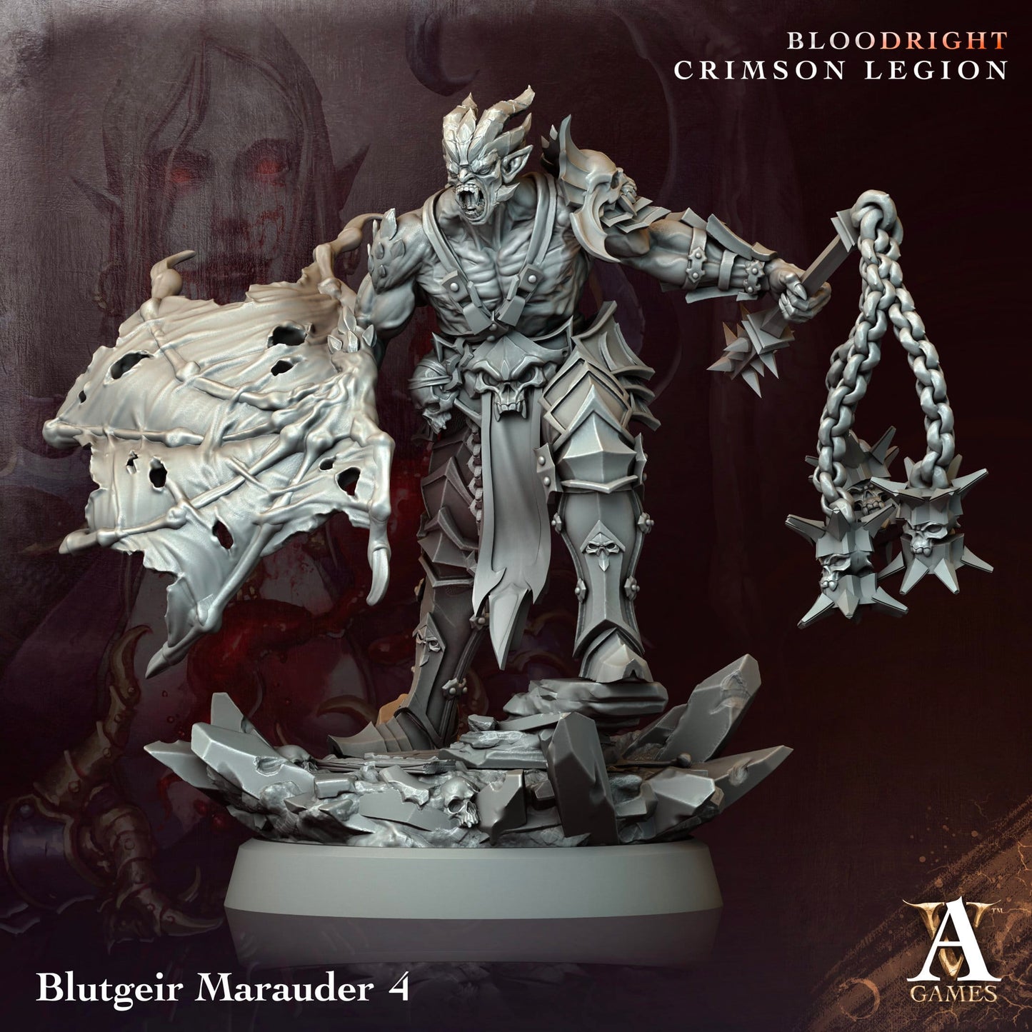 3D Printed Archvillain Games Blutgeir Marauder Bloodright - Crimson Legion 28 32mm D&D - 3D Printing Boss 