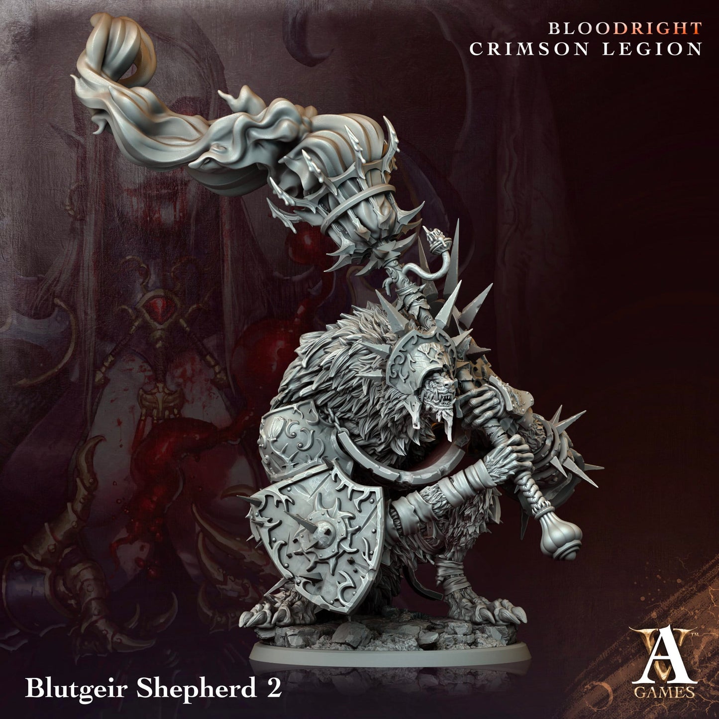 3D Printed Archvillain Games Blutgeir Shepherd Bloodright - Crimson Legion 28 32mm D&D - 3D Printing Boss 