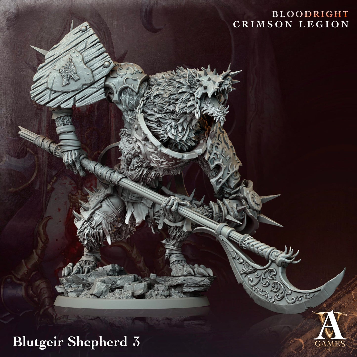 3D Printed Archvillain Games Blutgeir Shepherd Bloodright - Crimson Legion 28 32mm D&D - 3D Printing Boss 