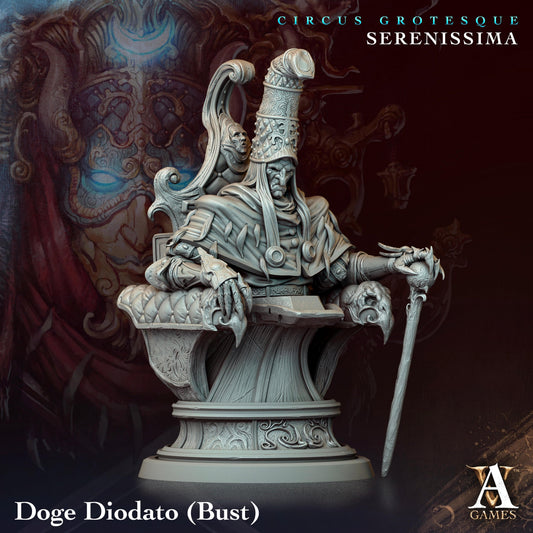 3D Printed Archvillain Games Circus Grotesque - Serenissima Doge Diodato - Bust 28 32mm D&D - 3D Printing Boss 