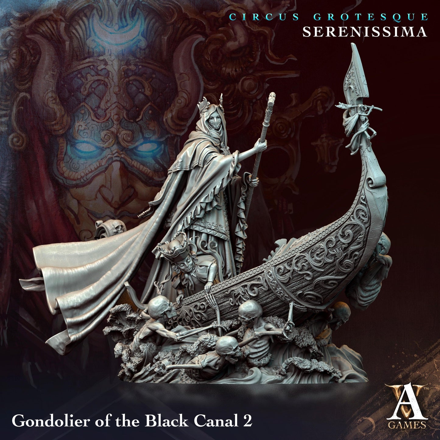 3D Printed Archvillain Games Circus Grotesque - Serenissima Gondoliers of the Black Canal 28 32mm D&D - 3D Printing Boss 