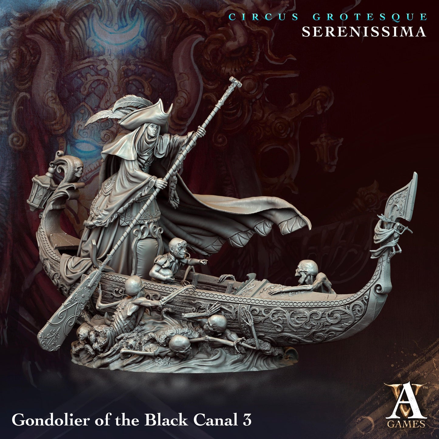 3D Printed Archvillain Games Circus Grotesque - Serenissima Gondoliers of the Black Canal 28 32mm D&D - 3D Printing Boss 