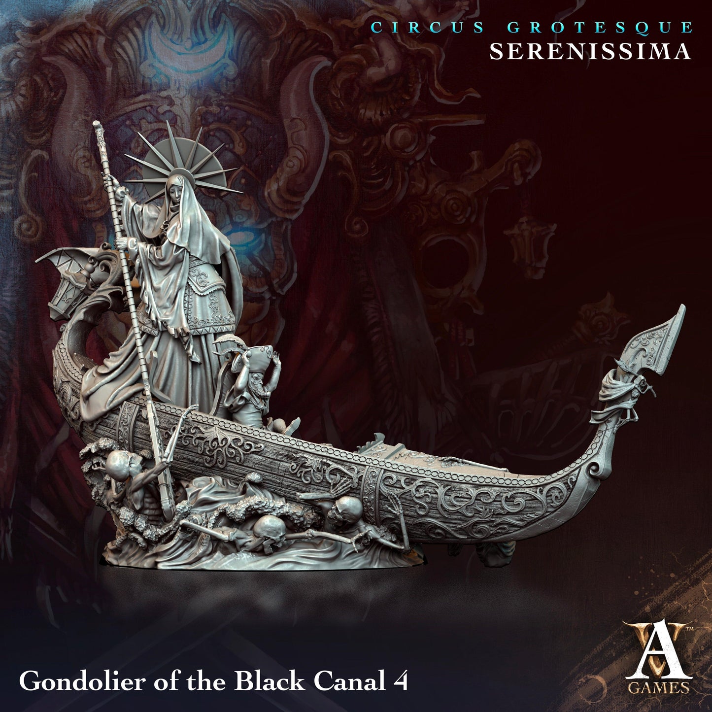 3D Printed Archvillain Games Circus Grotesque - Serenissima Gondoliers of the Black Canal 28 32mm D&D - 3D Printing Boss 