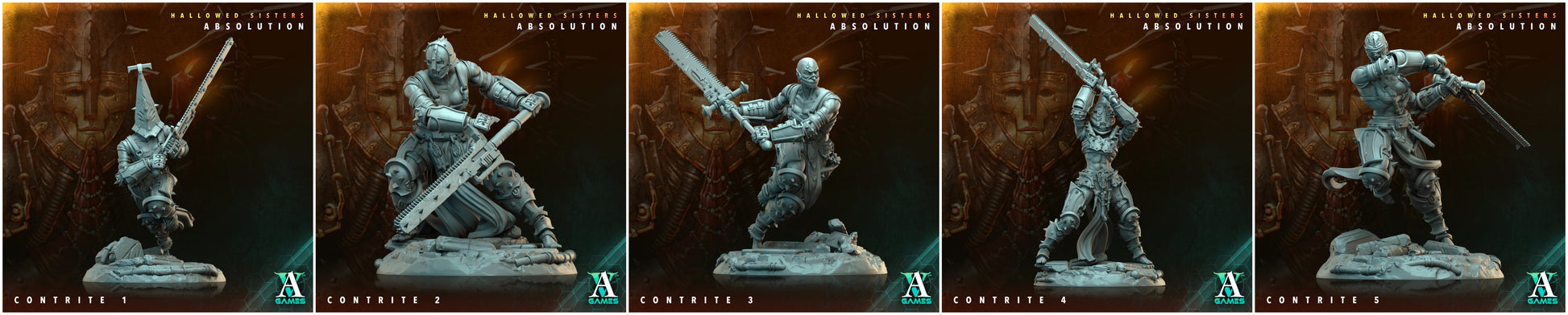 3D Printed Archvillain Games Contrite Hallowed Sisters Absolution 28 32mm D&D - 3D Printing Boss 