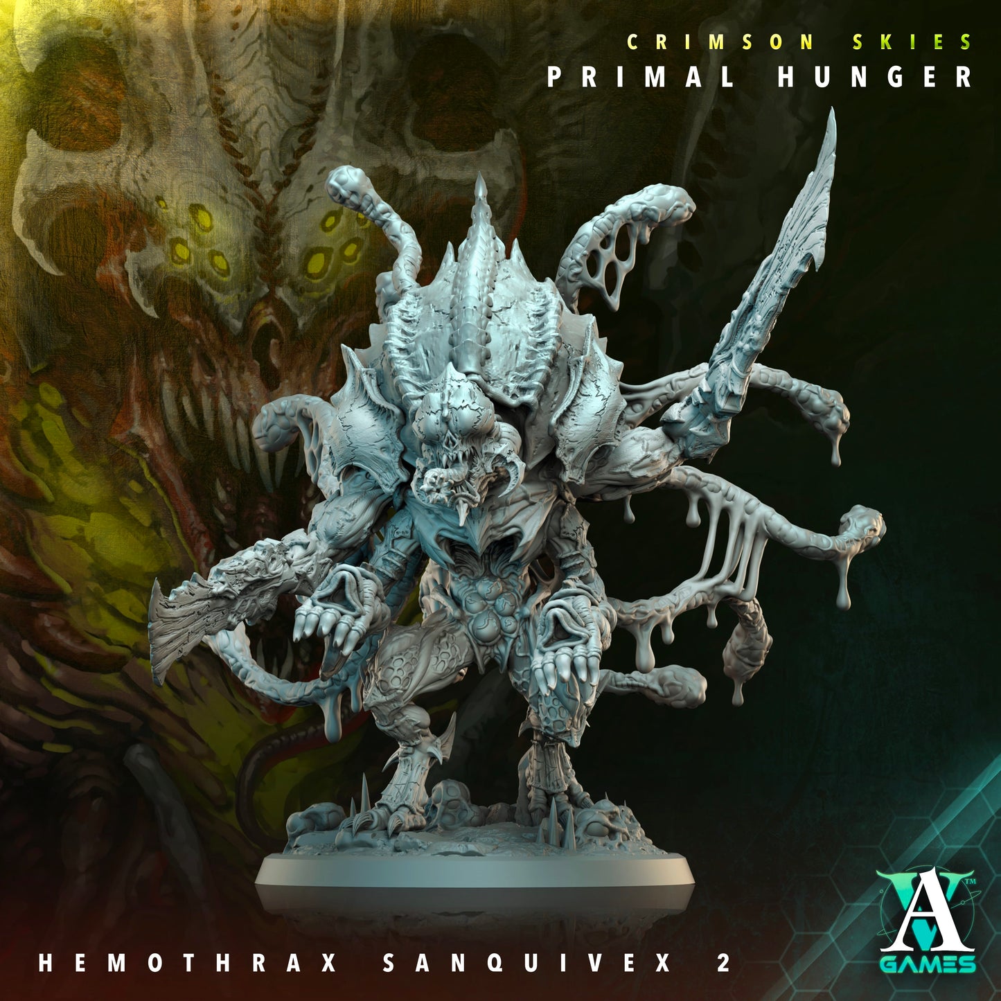 3D Printed Archvillain Games Crimson Skies Primal Hunger - Hemothrax-Sanquivex 28mm 32mm D&D - 3D Printing Boss 