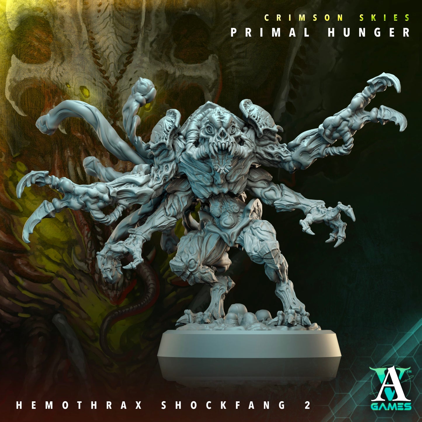 3D Printed Archvillain Games Crimson Skies Primal Hunger- Hemothrax Shockfang 28mm 32mm D&D - 3D Printing Boss 