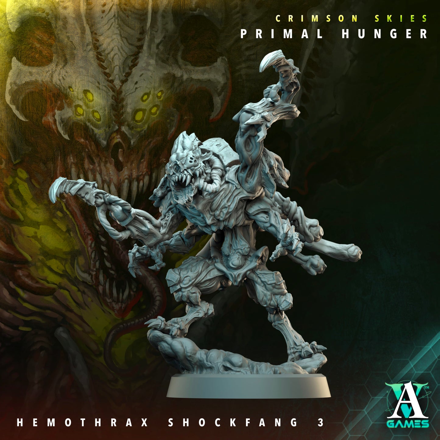 3D Printed Archvillain Games Crimson Skies Primal Hunger- Hemothrax Shockfang 28mm 32mm D&D - 3D Printing Boss 