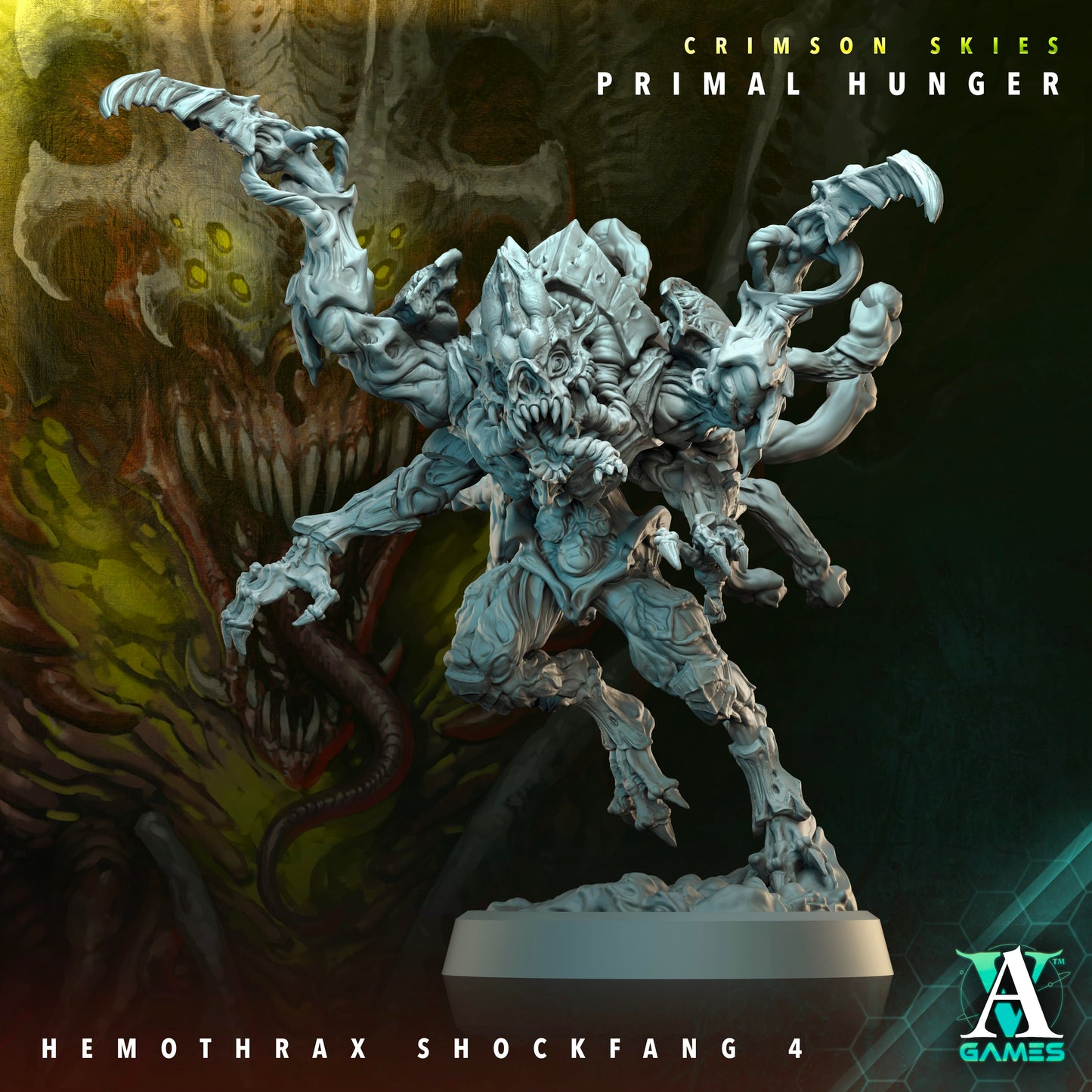 3D Printed Archvillain Games Crimson Skies Primal Hunger- Hemothrax Shockfang 28mm 32mm D&D - 3D Printing Boss 