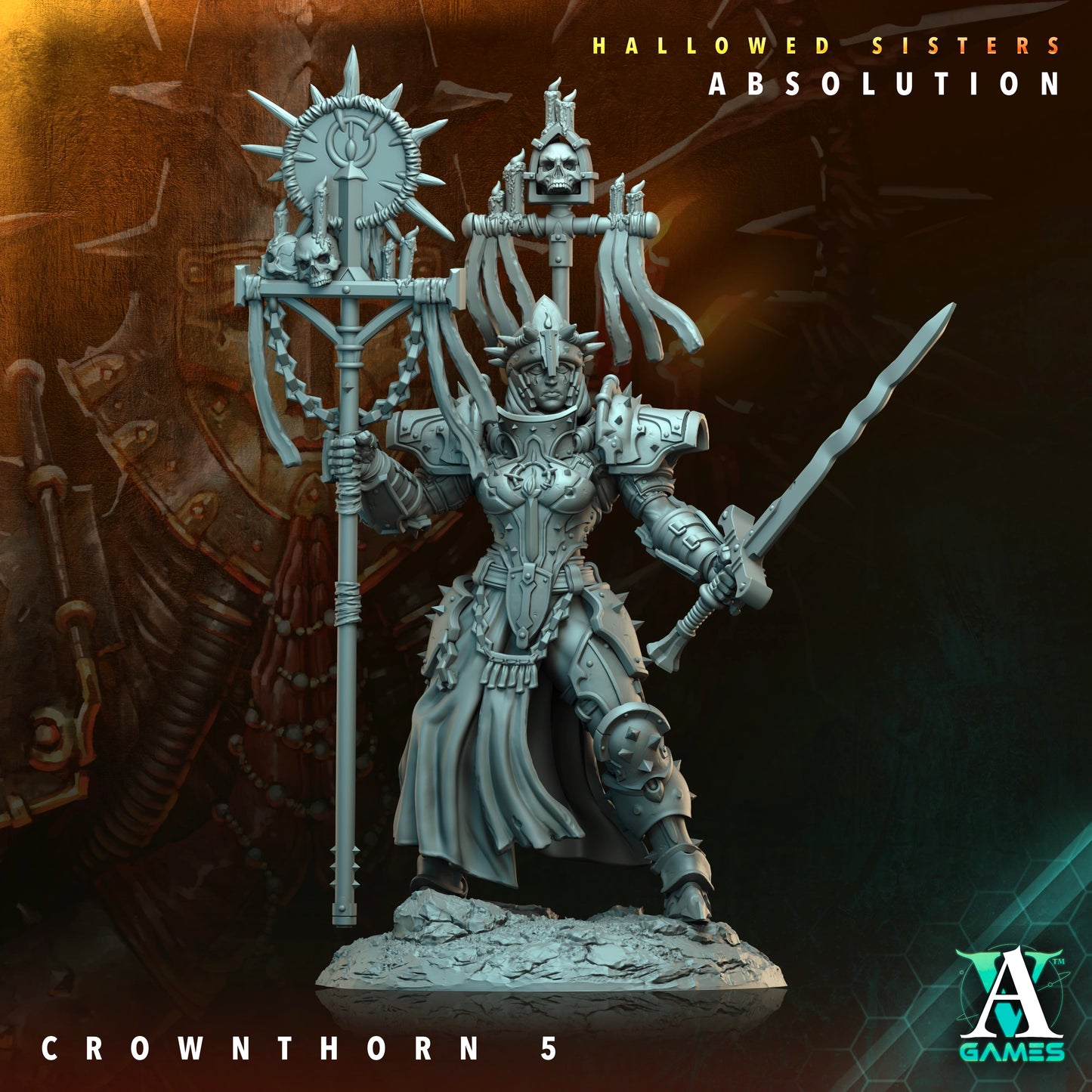 3D Printed Archvillain Games Crownthorn Hallowed Sisters Absolution 28 32mm D&D - 3D Printing Boss 