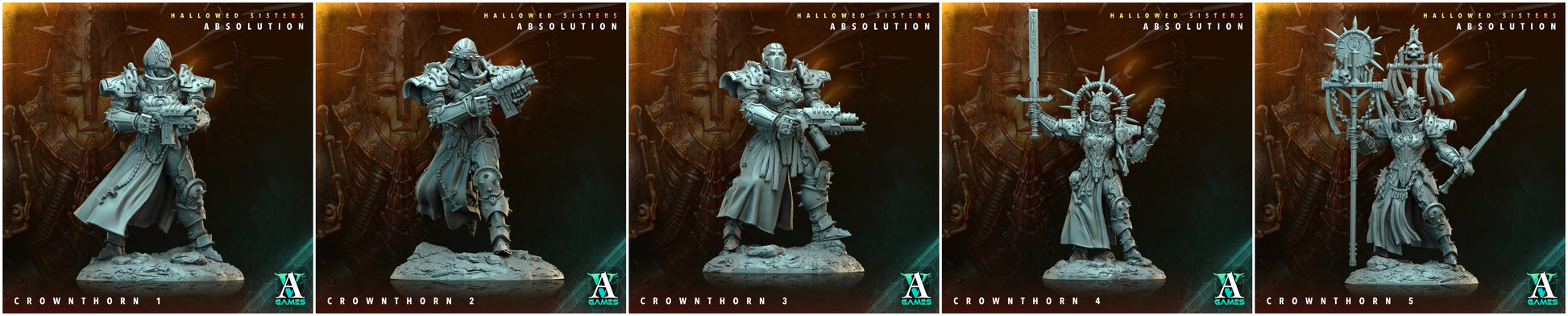 3D Printed Archvillain Games Crownthorn Hallowed Sisters Absolution 28 32mm D&D - 3D Printing Boss 