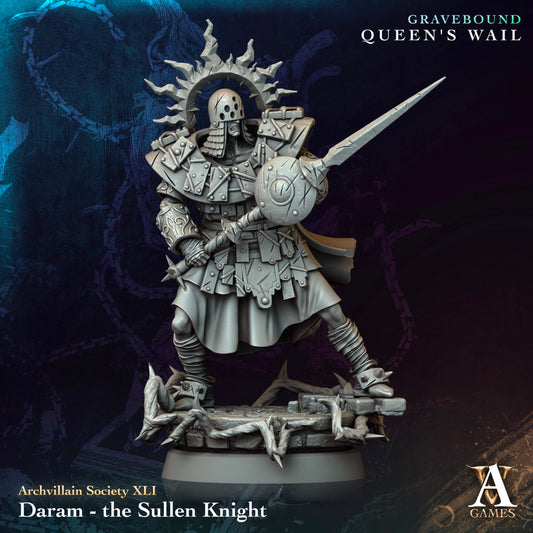 3D Printed Archvillain Games Daram Τhe Sullen Knight Archvillain Society Vol XLI 28 32mm D&D - 3D Printing Boss 