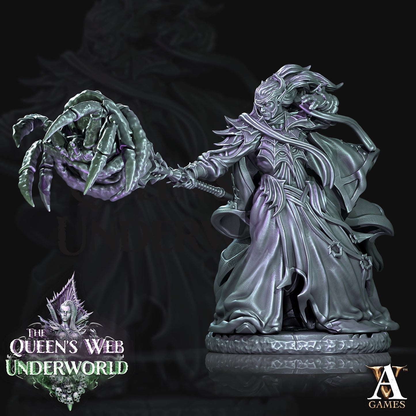 3D Printed Archvillain Games Dark Elves Arcane The Queen's Web Underworld 28 32mm D&D - 3D Printing Boss 