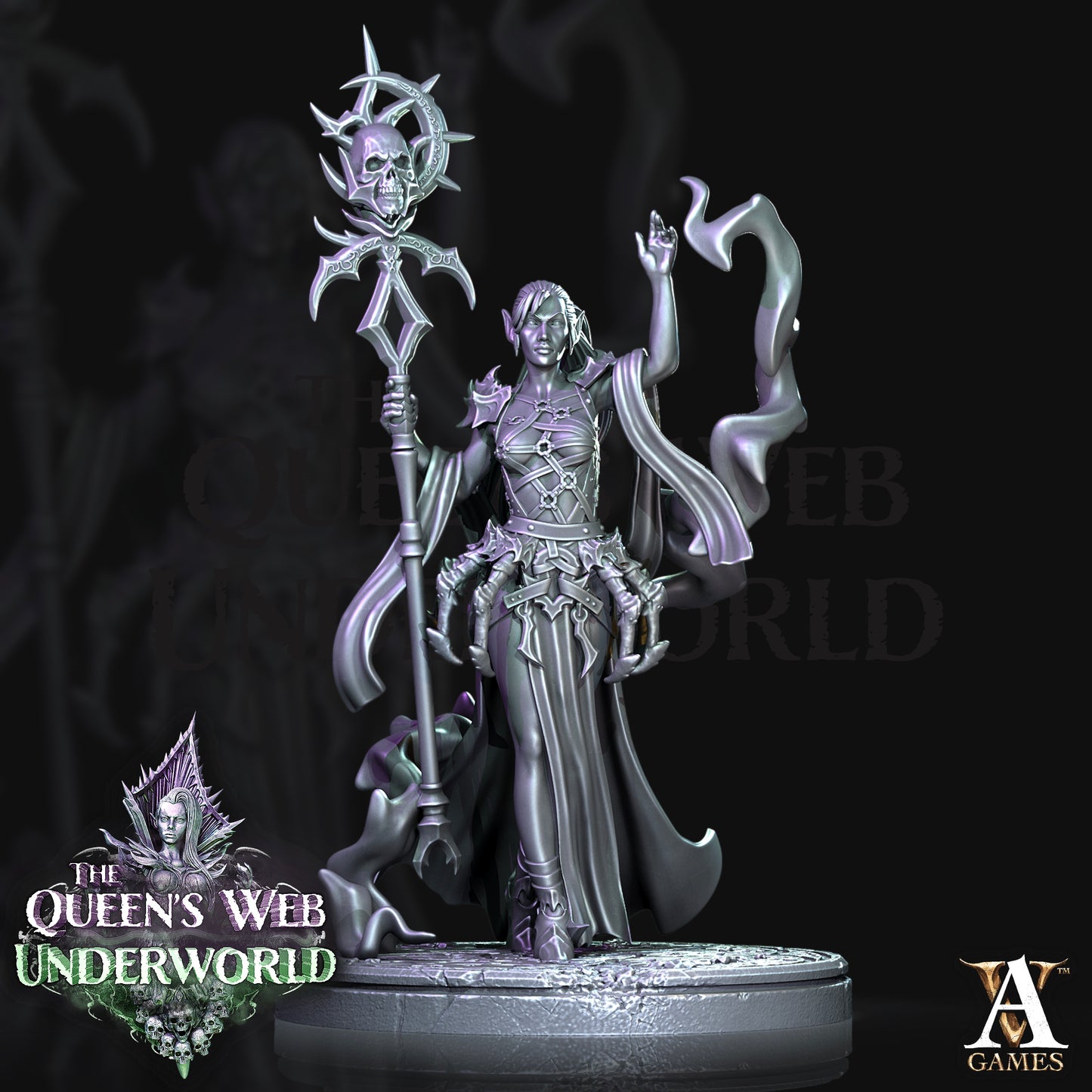 3D Printed Archvillain Games Dark Elves Divine The Queen's Web Underworld 28 32mm D&D - 3D Printing Boss 